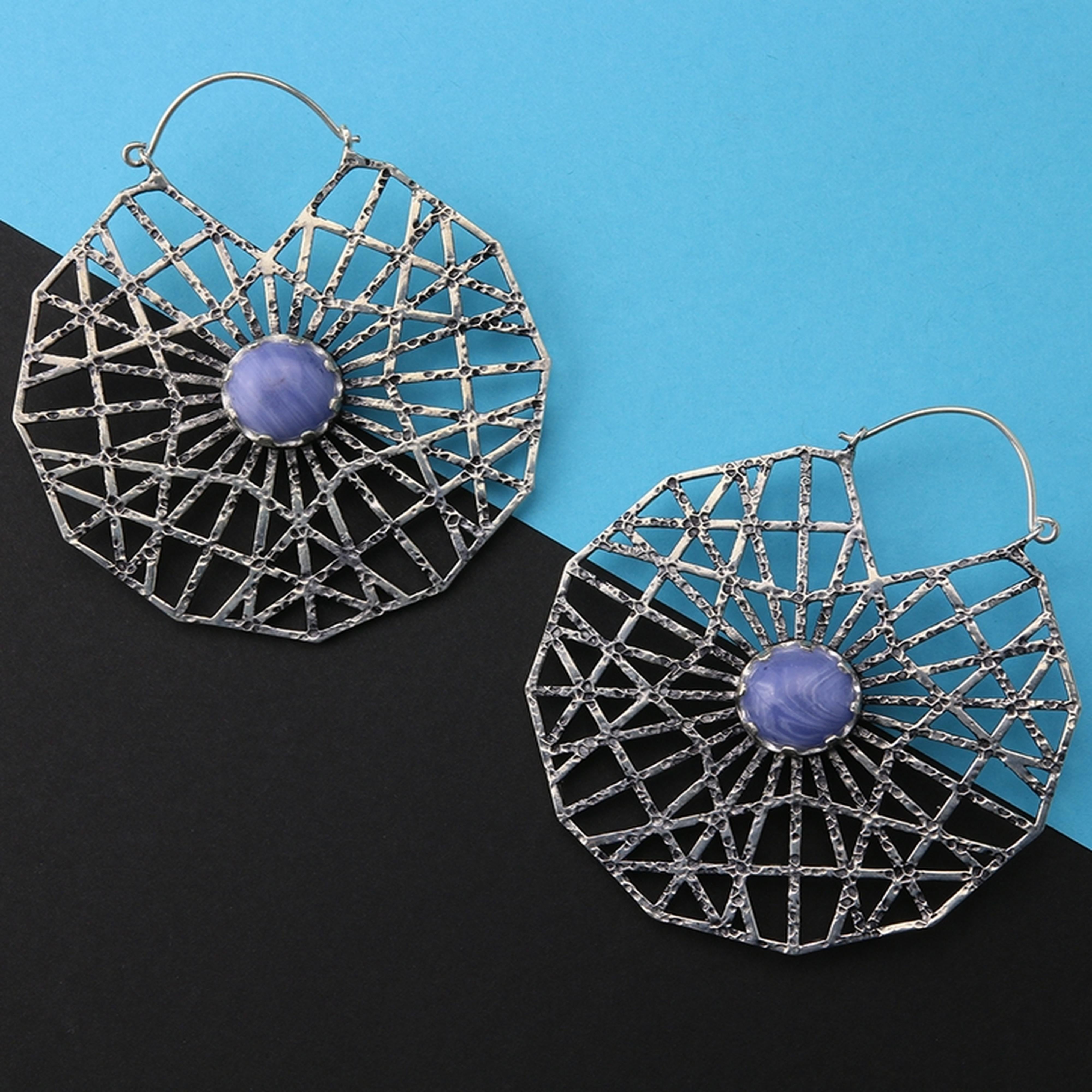 Blue Line Agate Arenaceous Earrings / Weights