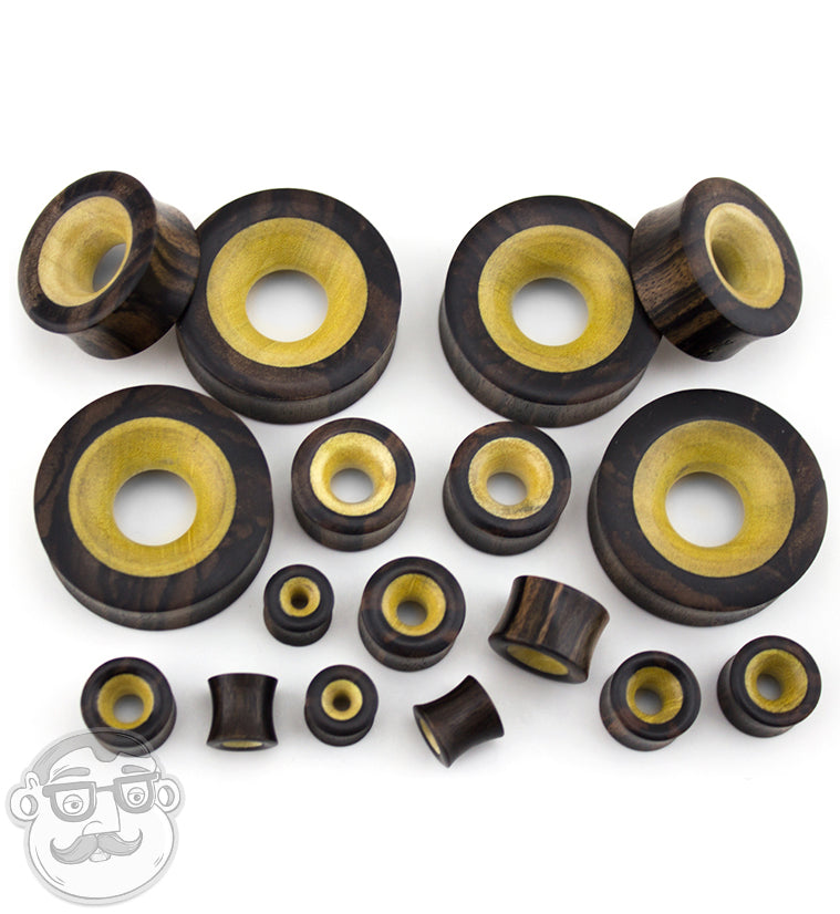 Concave Areng Wood Tunnels With Crocodile Wood Inlay