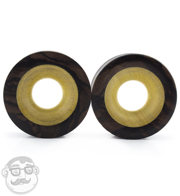 Concave Areng Wood Tunnels With Crocodile Wood Inlay