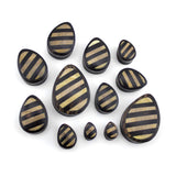 Areng Wooden Teardrop Plugs With Striped Inlay