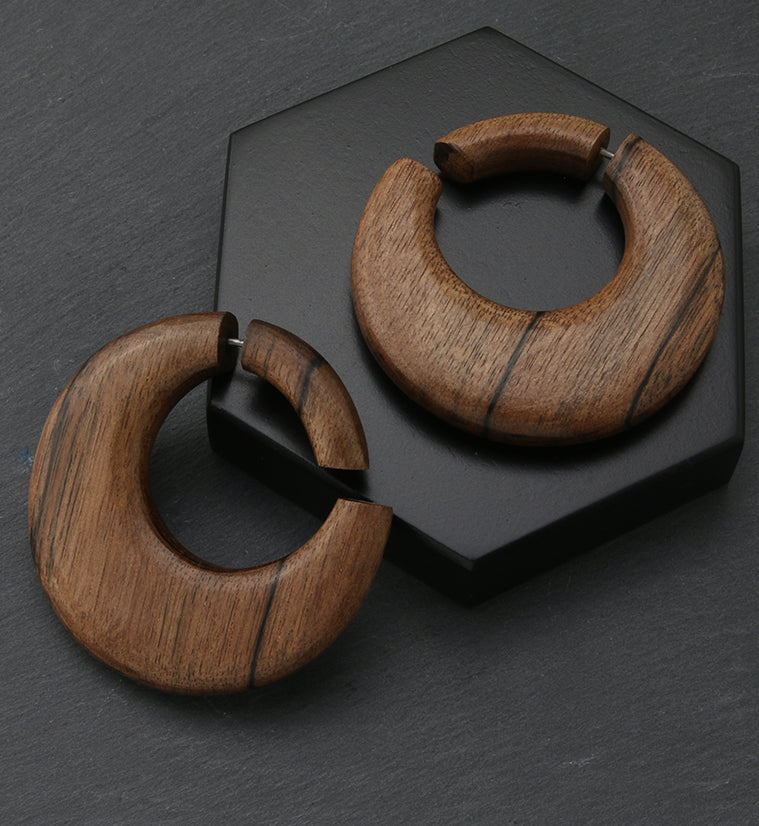 Areng Wood Fake Gauge Hoop Earrings