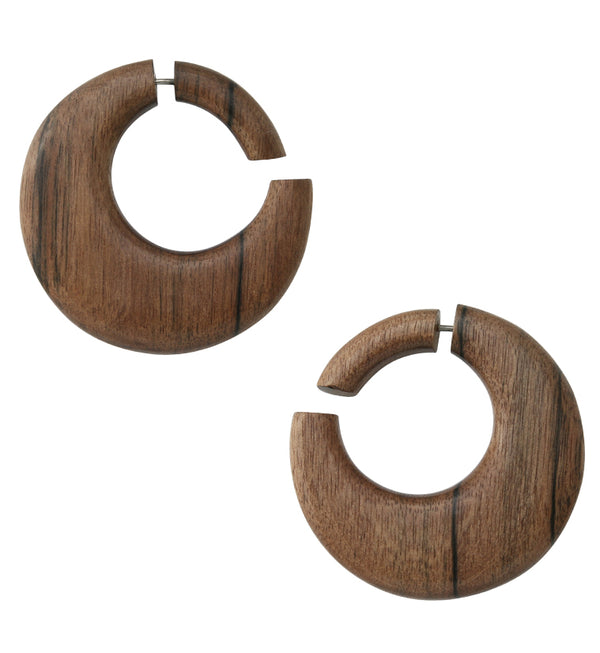 Areng Wood Fake Gauge Hoop Earrings