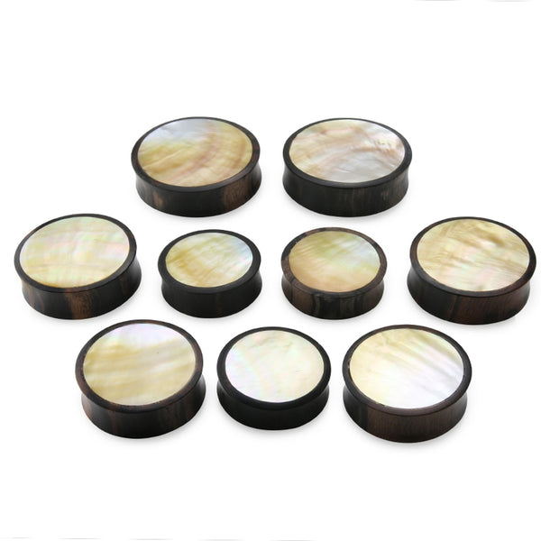 Areng Wood Plugs with Mother of Pearl Inlay