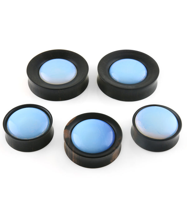 Areng Wood Plugs with Opalite Glass Inlay