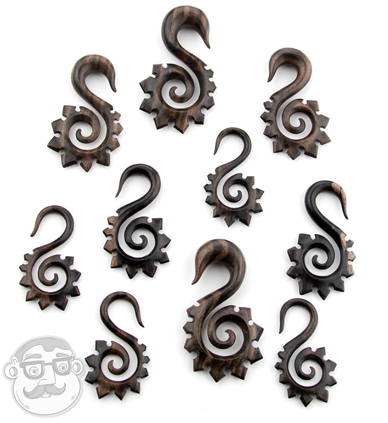 Areng Wood Tribal Spike Spiral Hangers