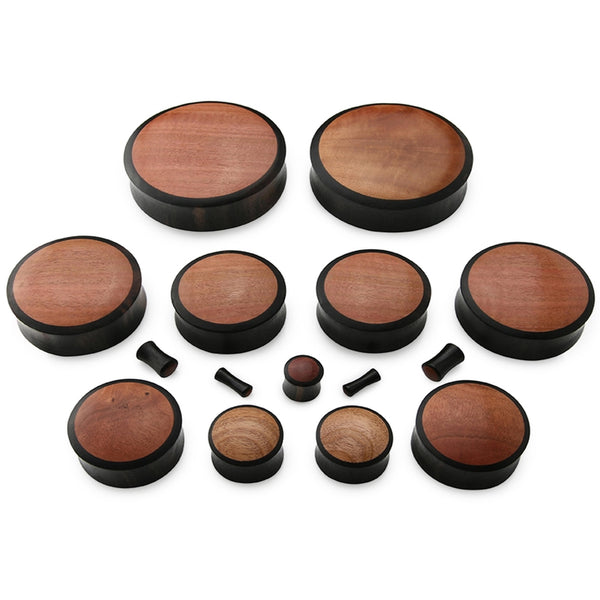 Areng Wood Plugs with Pink Ivory Inlay