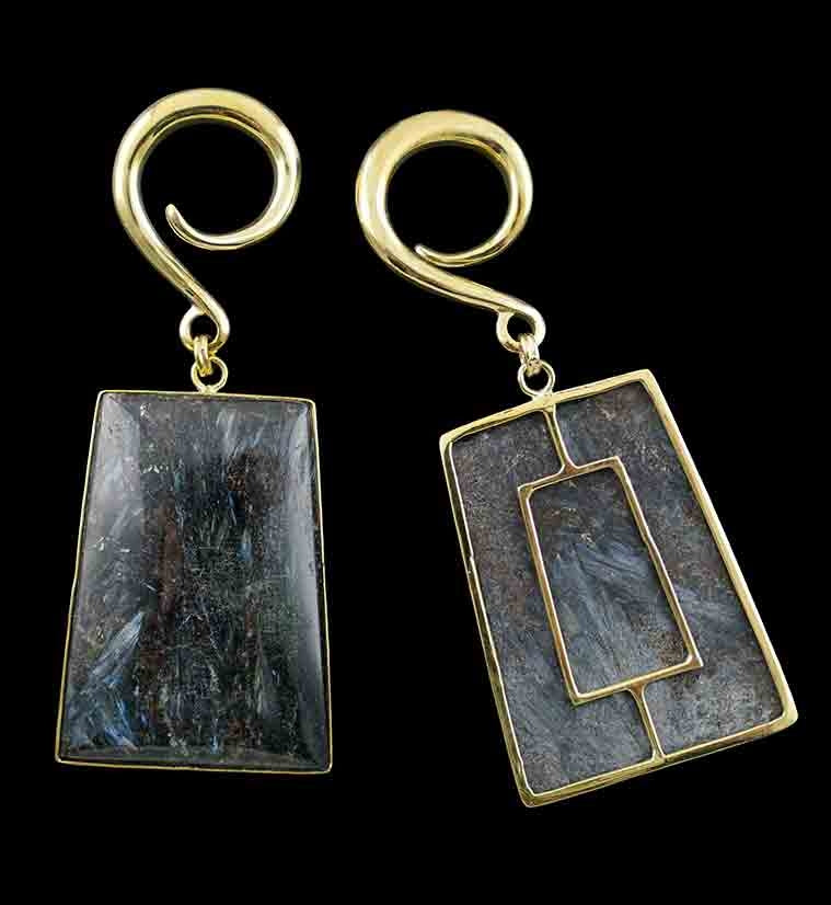 Arfvedsonite Stone Hanging Trapezoid Ear Weights
