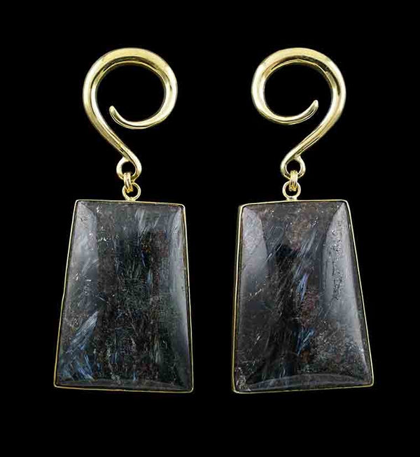 Arfvedsonite Stone Hanging Trapezoid Ear Weights