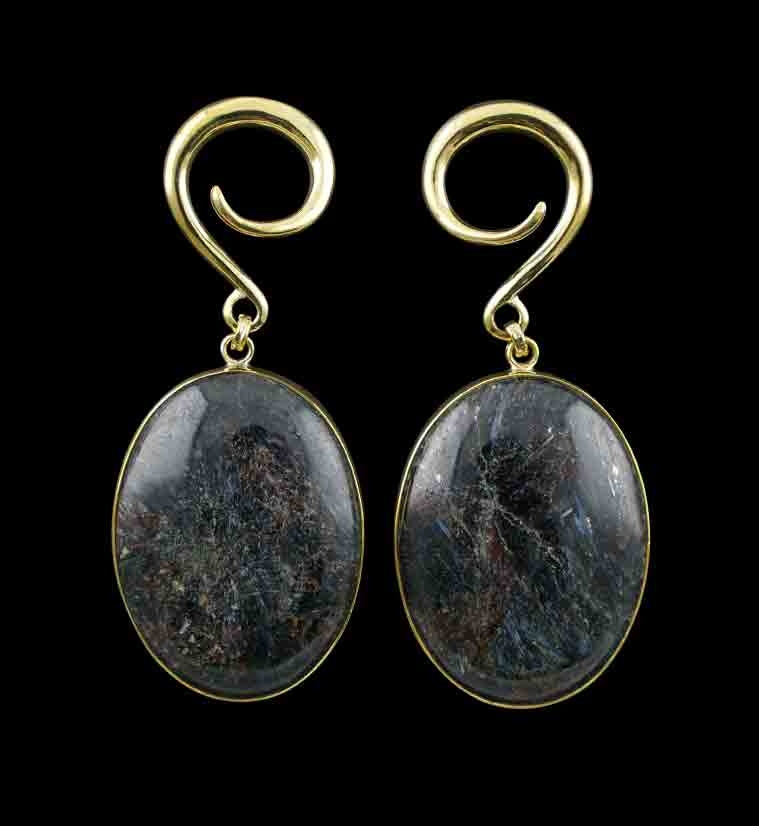 Arfvedsonite Stone Hanging Oval Ear Weights