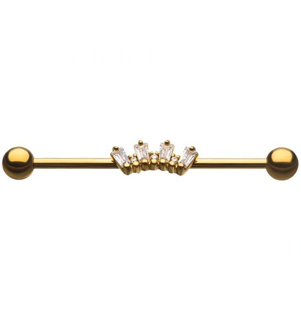 Array CZ Gold PVD Industrial Barbell