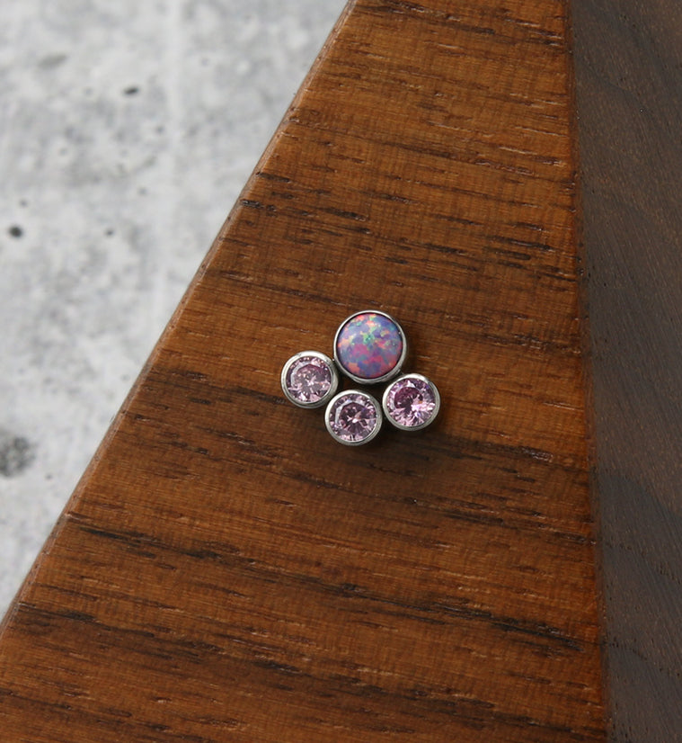 Array Purple Opalite Pink CZ Titanium Threadless Top