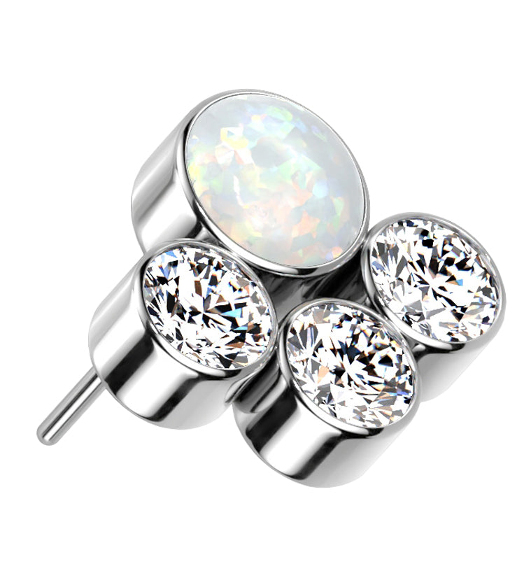 Array White Opalite Clear CZ Titanium Threadless Top