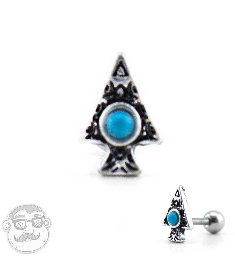 16G Arrowhead with Turquoise Inlay Tragus / Cartilage Barbell