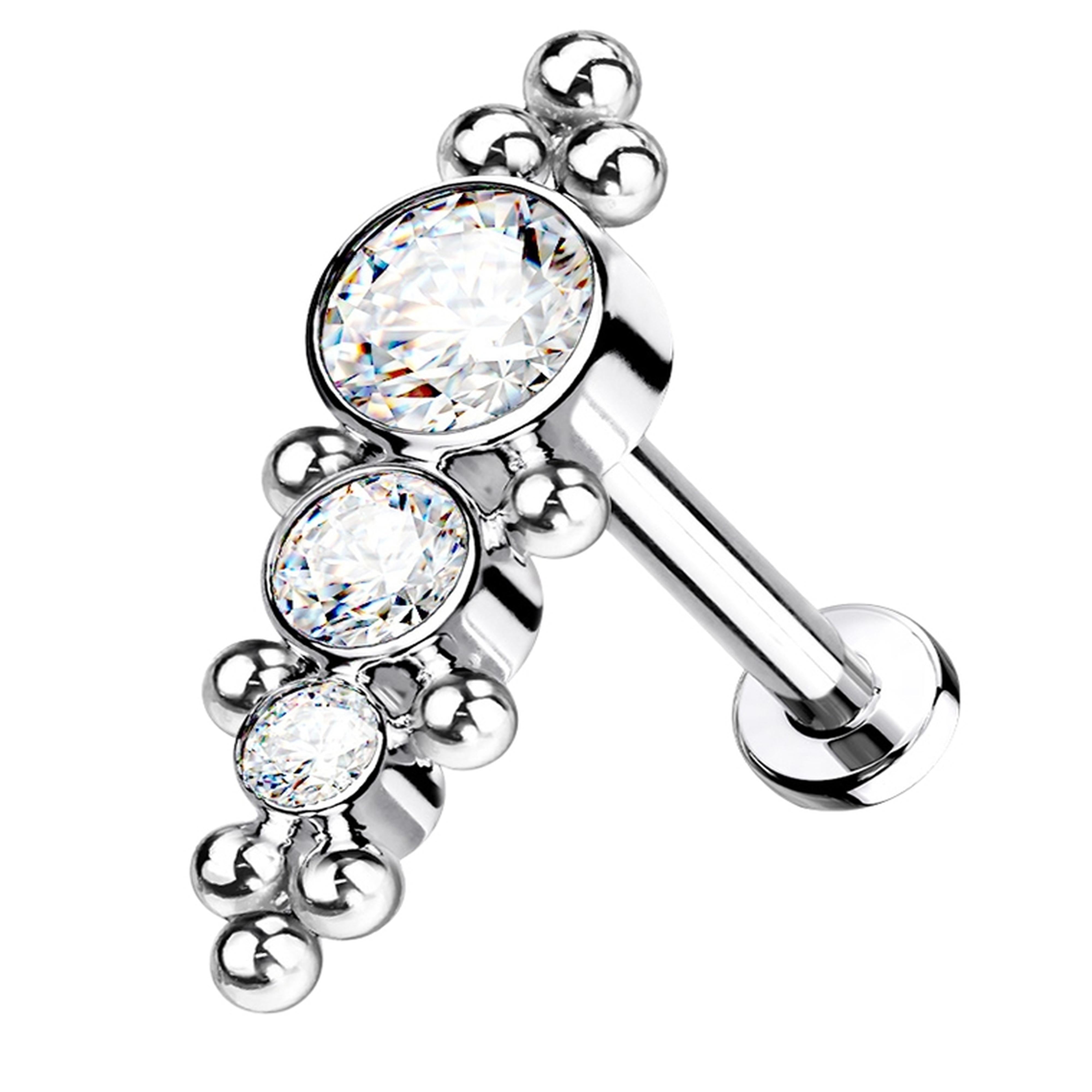 16G Ascent Cluster Clear CZ Titanium Labret