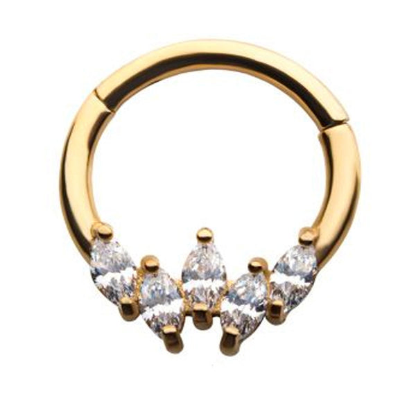 Auroral CZ Gold PVD Hinged Segment Ring