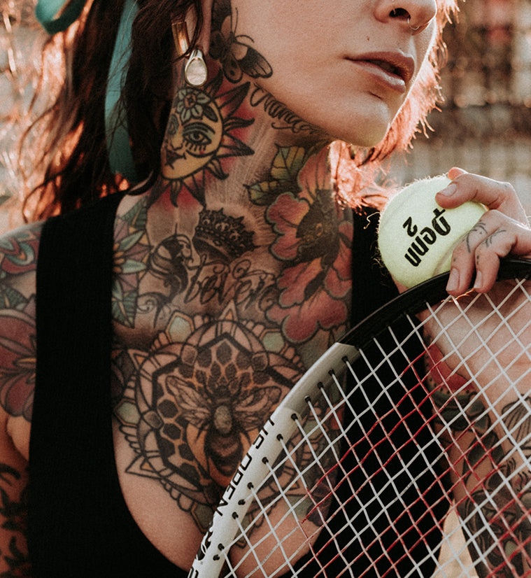 MOP Keyhole White Brass Ear Weights