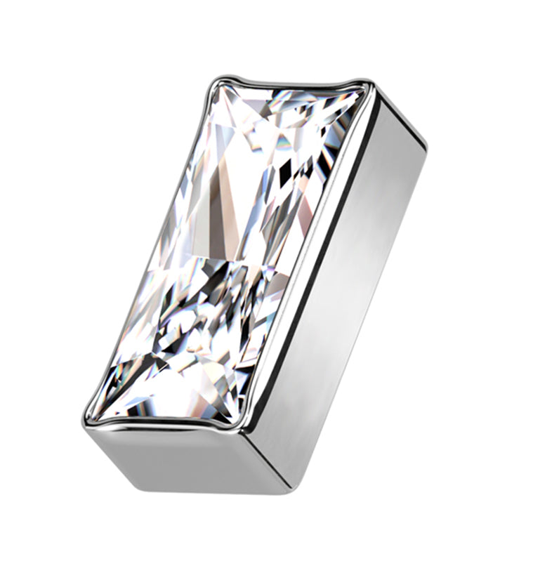 Baguette Clear CZ Internally Threaded Titanium Top