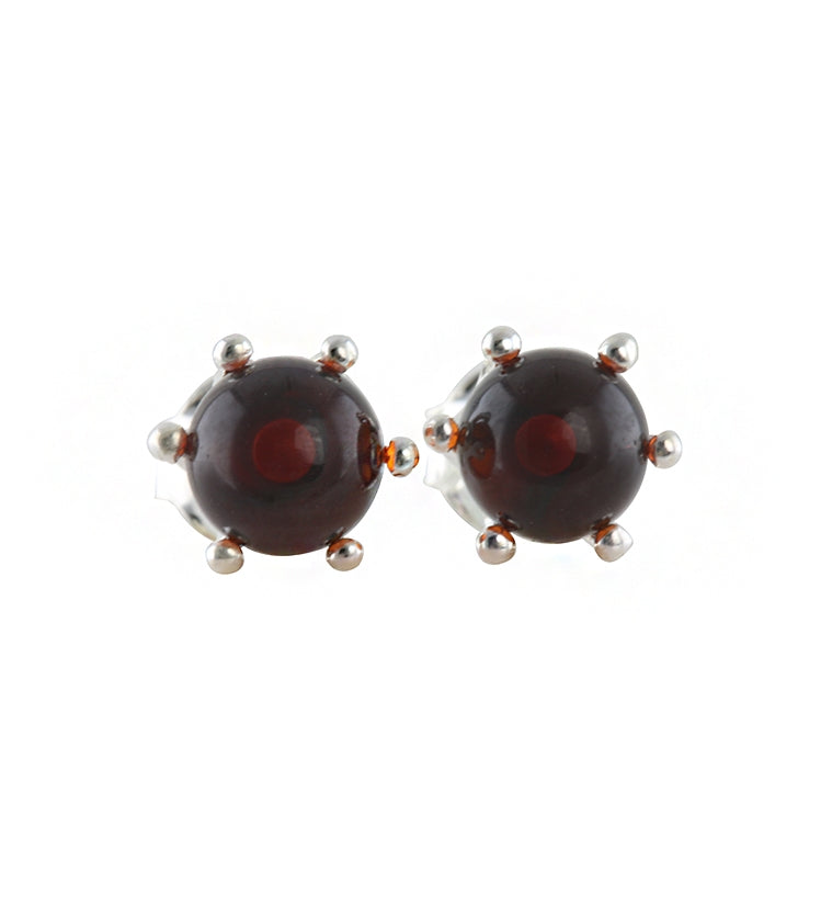 Baltic Amber Ball Stone Prong Set Sterling Silver Earrings