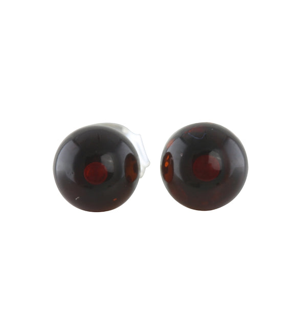 Baltic Amber Ball Stone Set Sterling Silver Earrings