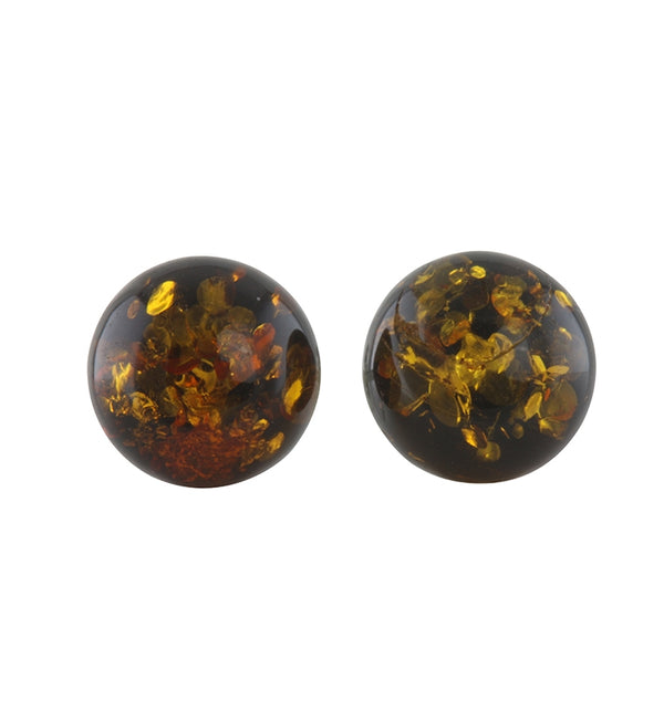 Baltic Amber Dome Stone Set Sterling Silver Earrings
