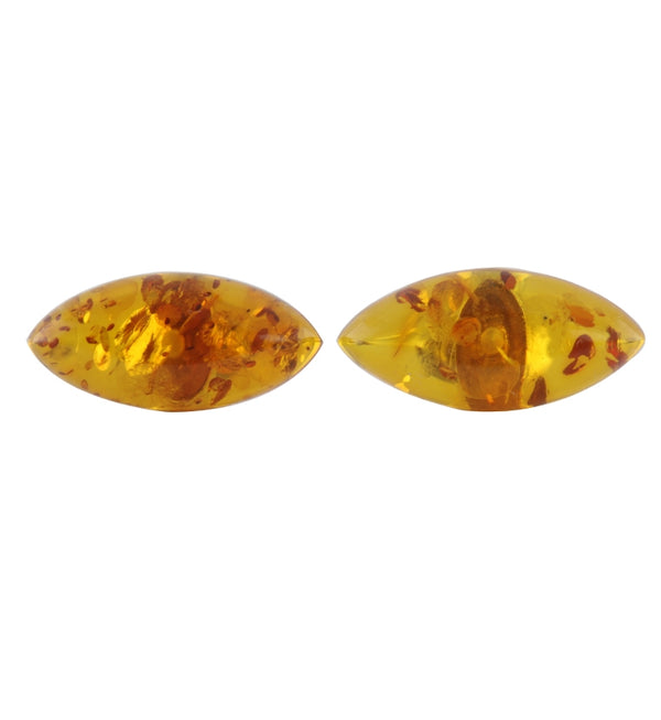 Baltic Amber Oval Dome Stone Set Sterling Silver Earrings