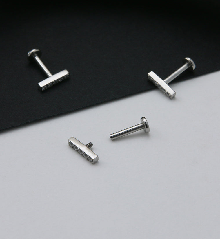 Bar Top Prong Set CZ Labret Post