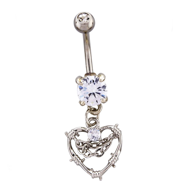 Clear CZ Barbed Wire Belly Button Ring