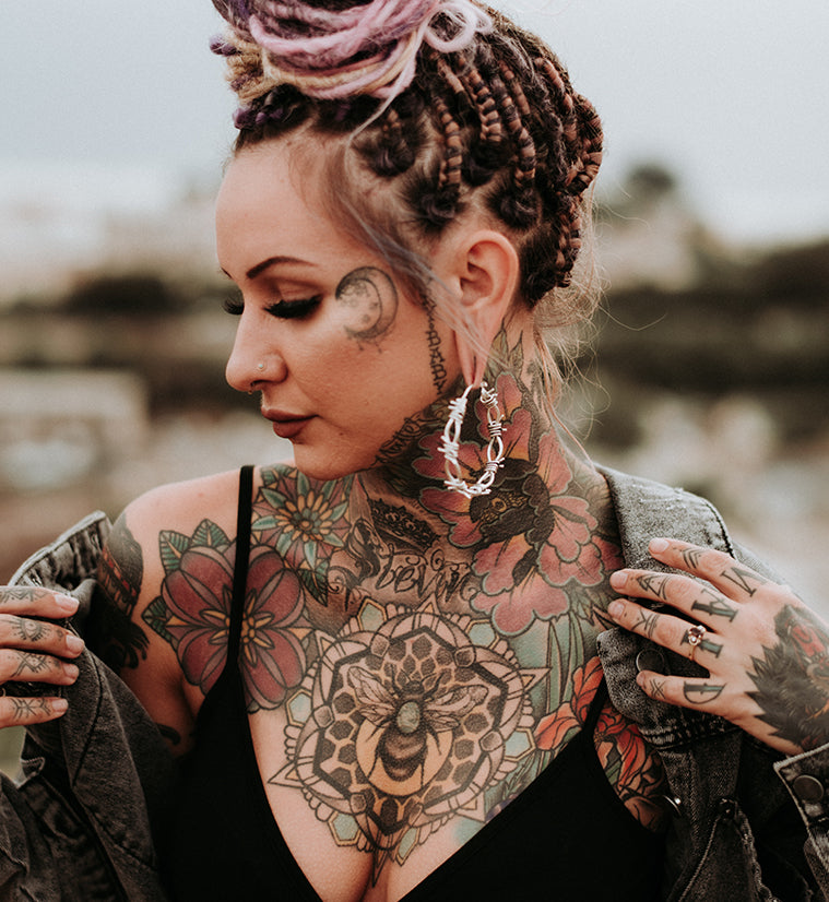 Barbed Wire White Brass Ear Weights