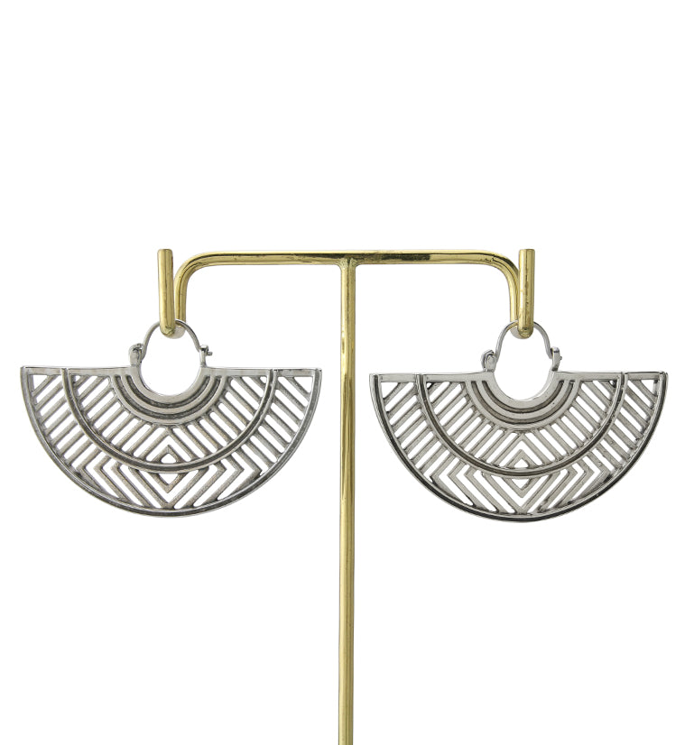 Barred White Brass Hangers - Earrings