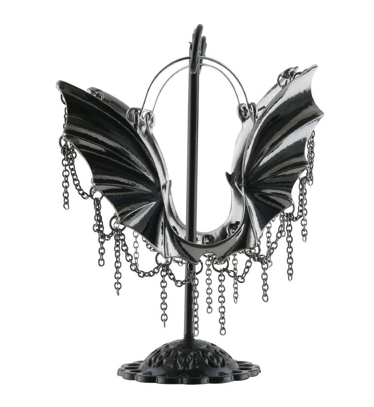 20G Black Bat Chain Plug Hoops