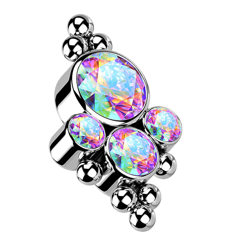 Beaded Array Aura CZ Titanium Internally Threaded Top