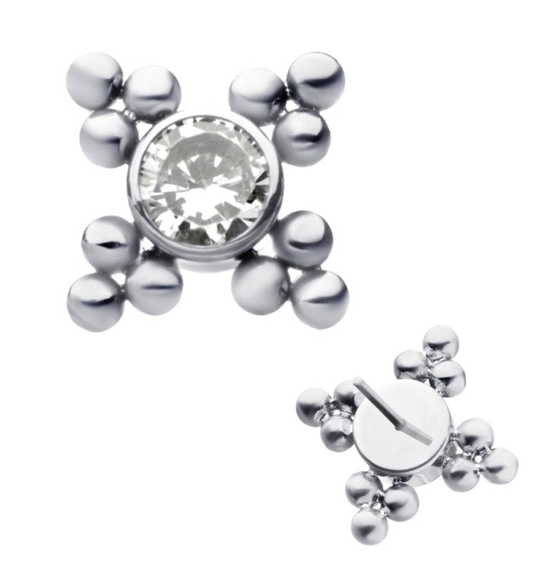 Cluster Beaded CZ Titanium Threadless Top