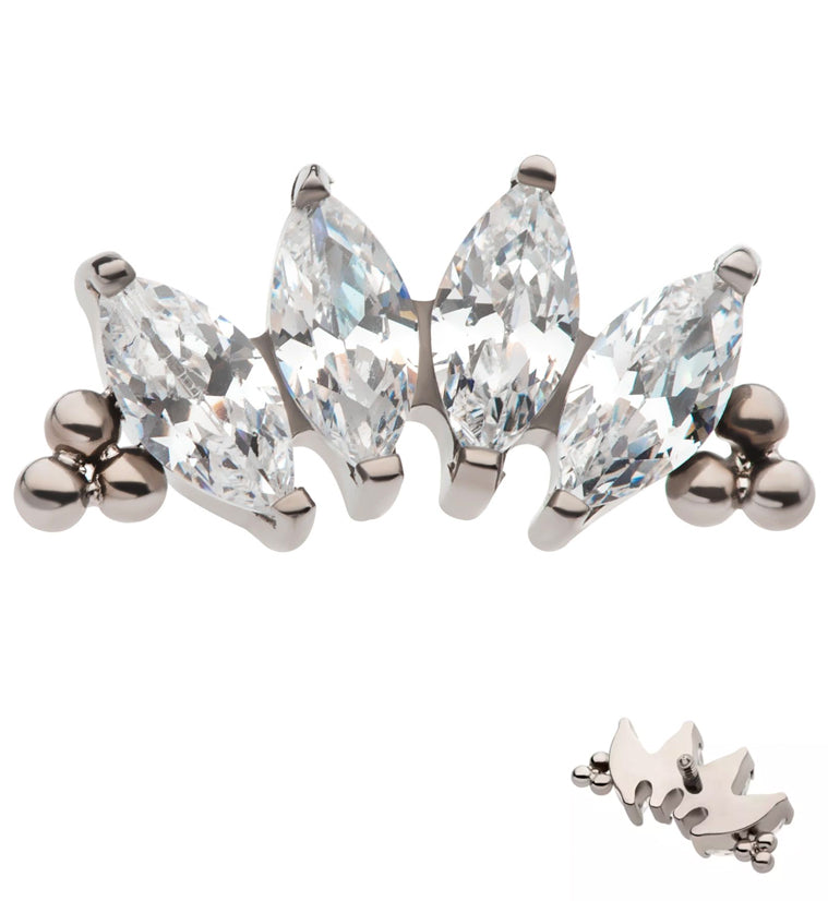 Beaded Contessa CZ Internally Threaded Titanium Top