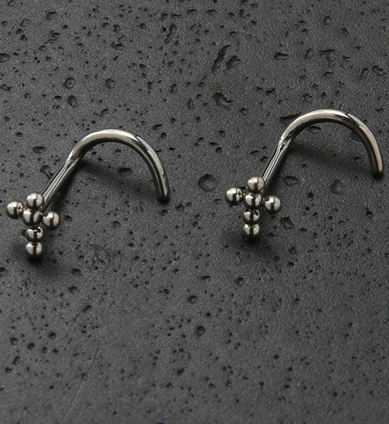 Beaded Cross Titanium Nose Screw