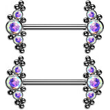 14G Beaded Rainbow Aurora CZ Titanium Threadless Nipple Ring Barbells