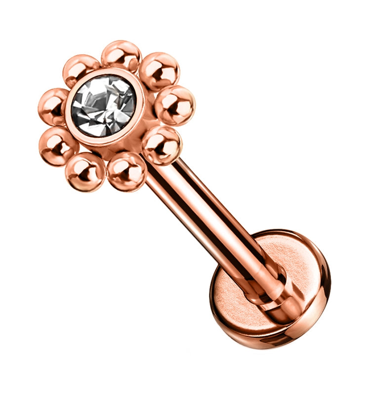 16G Rose Gold PVD Beaded Gem Labret