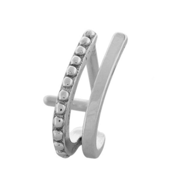 18G Double Line Beaded Nose Curve Ring