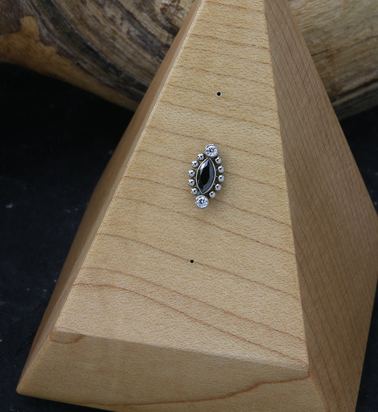 Beaded Empress Black CZ Threadless Titanium Top