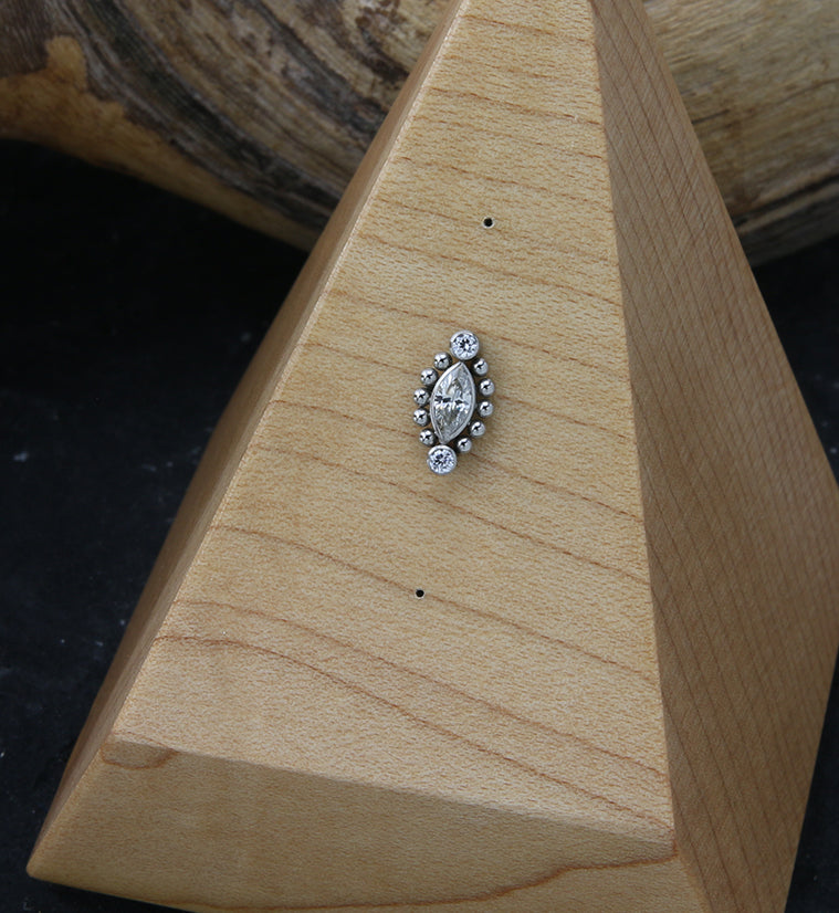 Beaded Empress Clear CZ Threadless Titanium Top