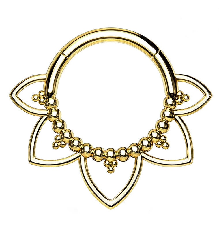 Gold Beaded Fan Hinged Segment Ring