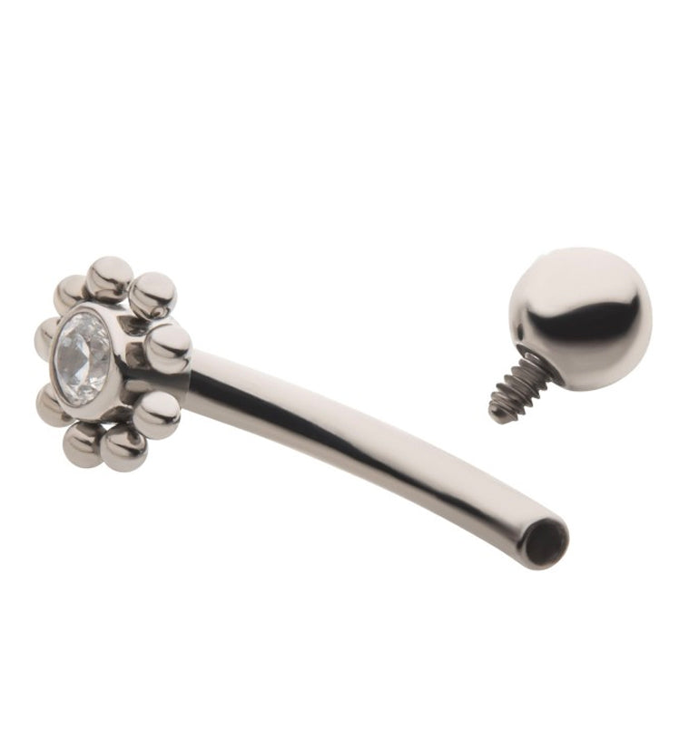 Beaded Gem Center Titanium Curved Barbell