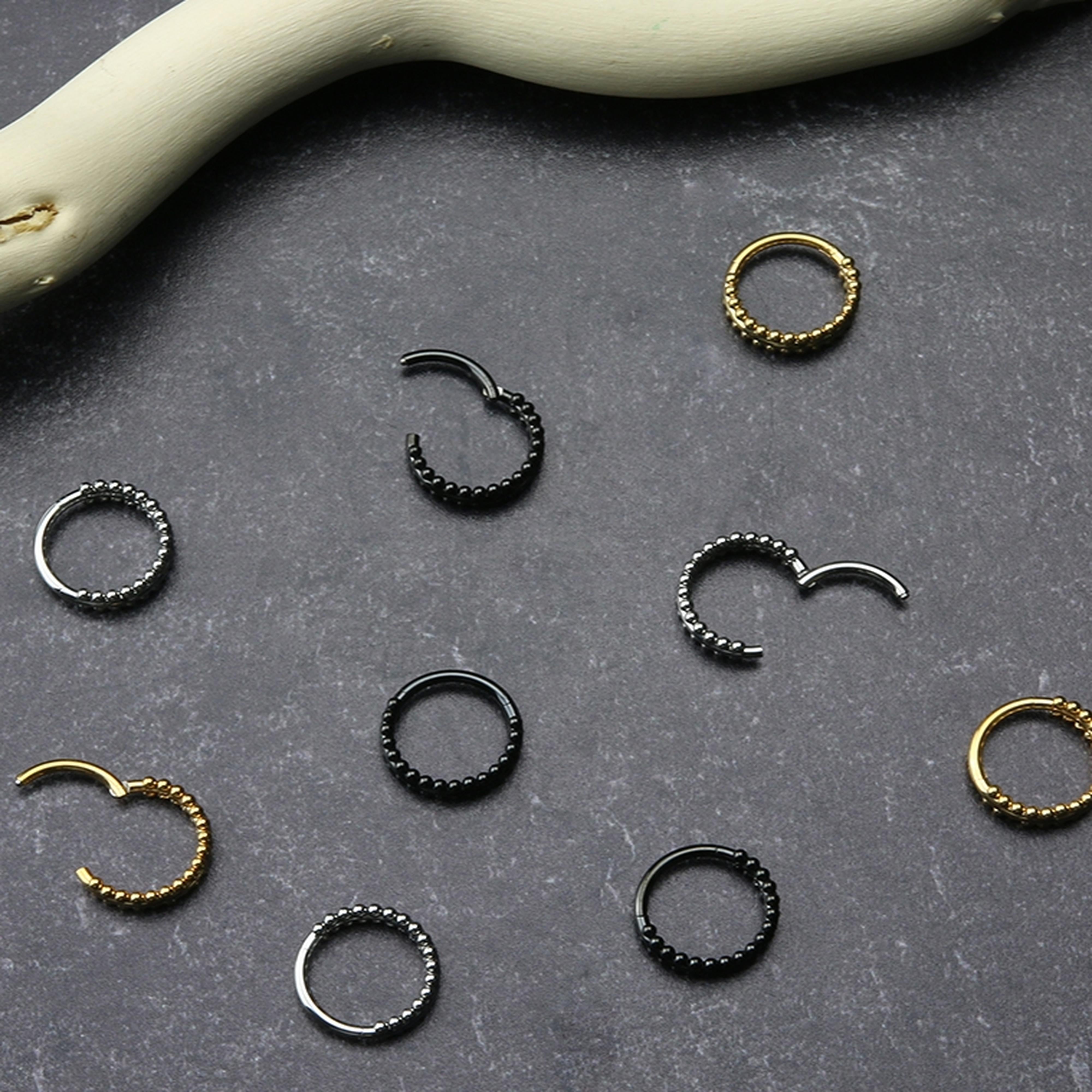 Black PVD Double Sided Bead Hinged Segment Ring