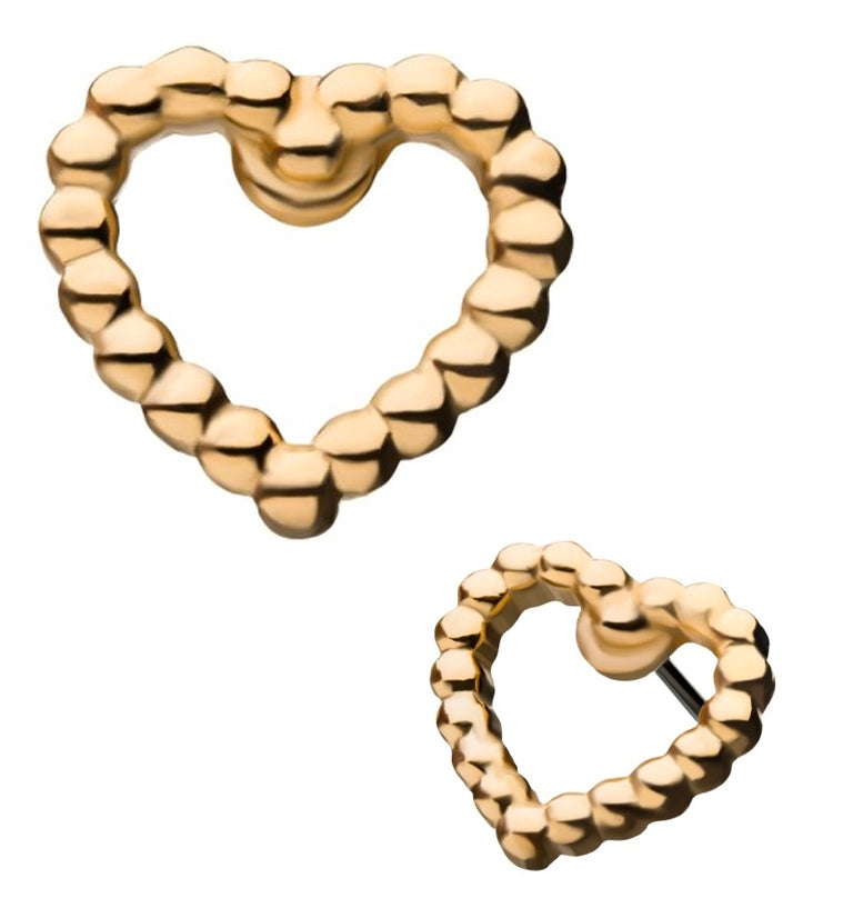 14kt Gold Beaded Heart Threadless Top