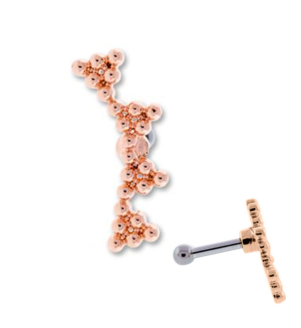 16G Rose Gold PVD Beaded Mark Cartilage Barbell