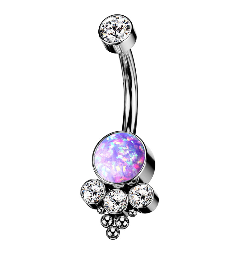 Beaded Purple Opalite Titanium Internally Threaded Belly Button Ring