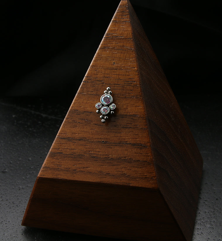 Beaded Rainbow Aurora CZ Bundle Titanium Threadless Top