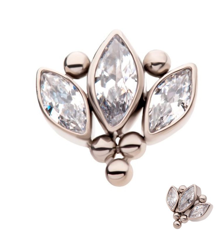 Beaded Sepal CZ Threadless Titanium Top