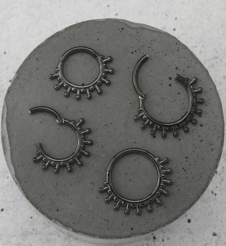 Beaded Sunray Black PVD Hinged Segment Ring