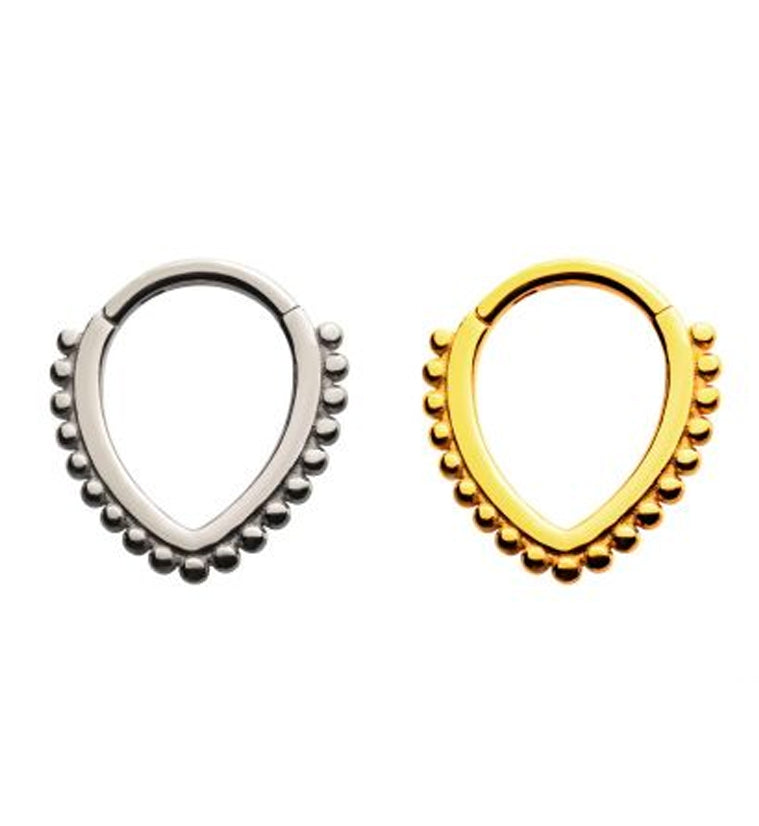 Beaded Teardrop Hinged Segment Ring
