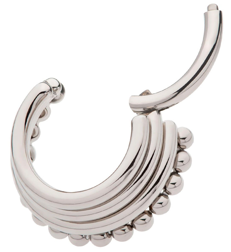 Beaded Triple Band Titanium Hinged Segment Ring